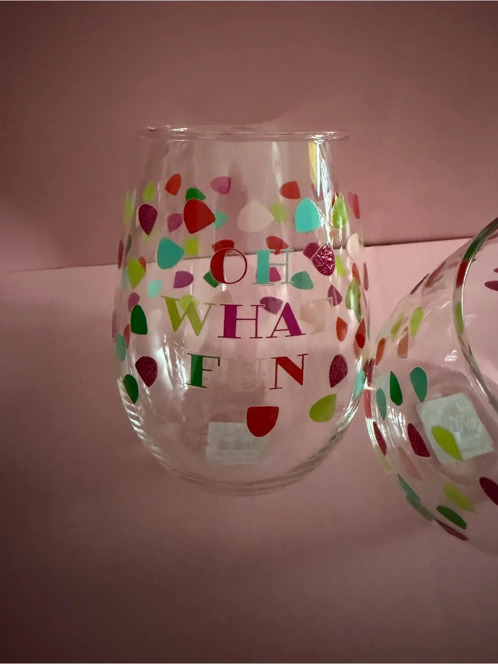 Stemless Wine Glasses “Oh What Fun” - Set of 2